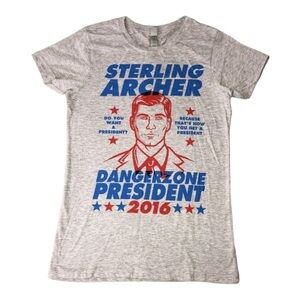 ARCHER FOR PRESIDENT 2016 Womens Gray Short Sleeve T-Shirt Licensed Sz L